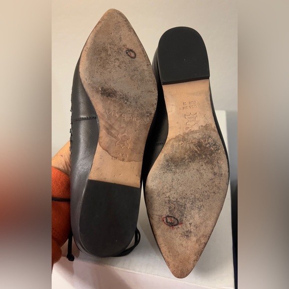 Via Spiga size 8 black leather slip-on flats with ankle tie - Picture 6 of 12